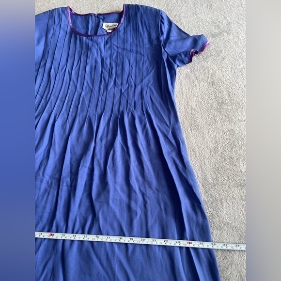 Vintage 90s purple front pleated midi dress size12 - Picture 9 of 12